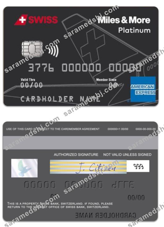 Switzerland SWISS bank Miles & More platinum american express card